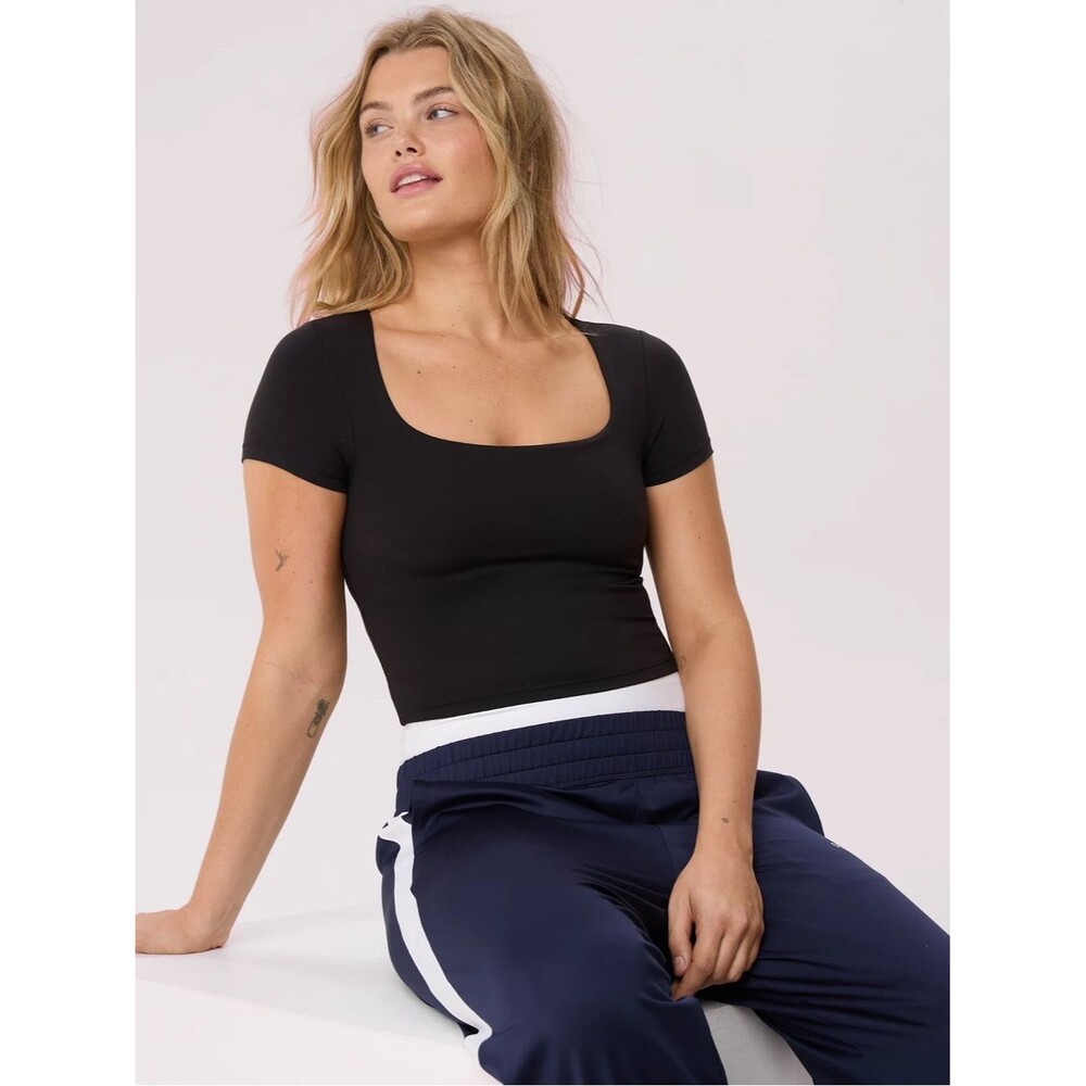 Offline by Aerie Black Real Me Square Neck Top Size XL